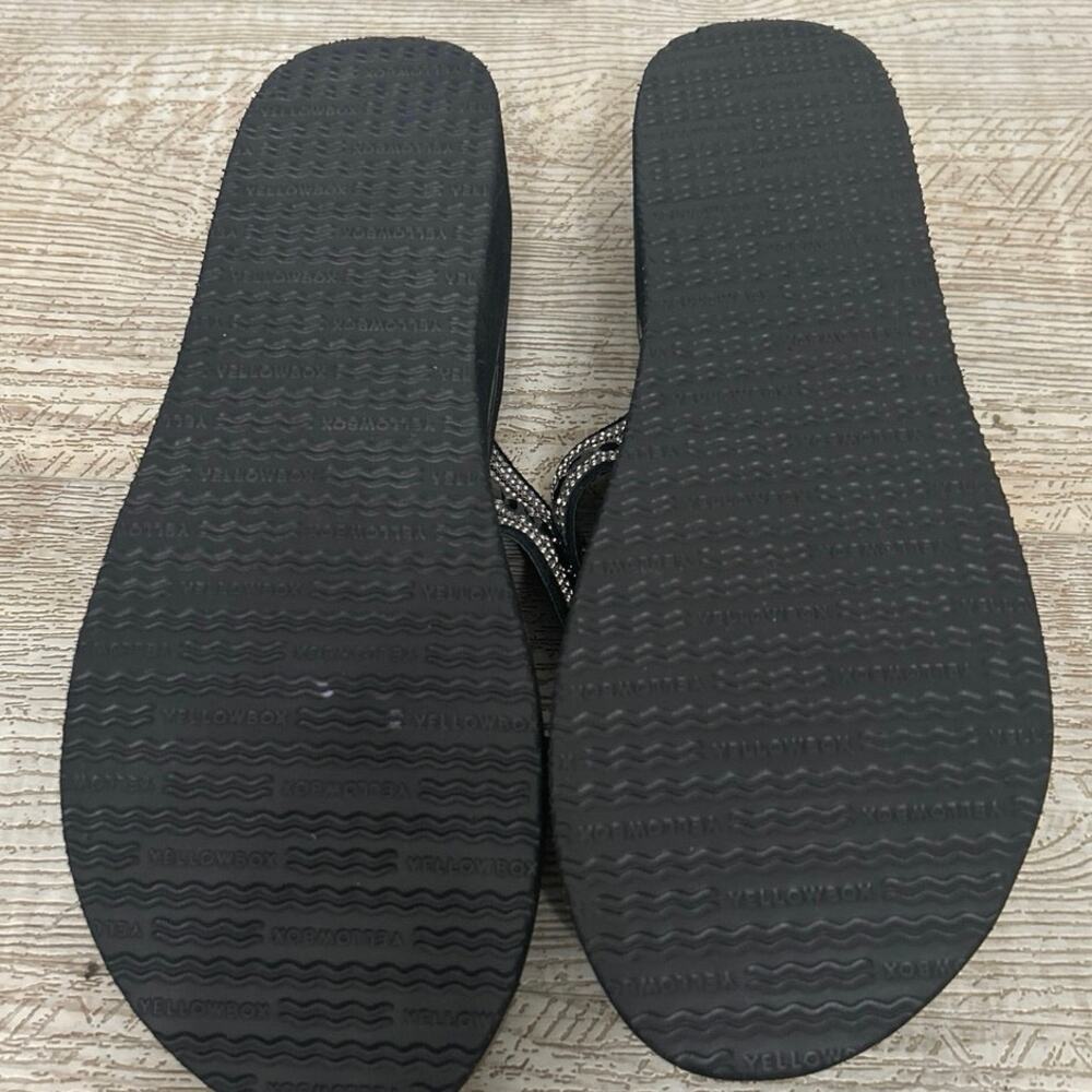 Yellow Box Marcy Rhinestone Wedge Flip Flop Sandals Black 11 Sparkle Comfort - Picture 10 of 11